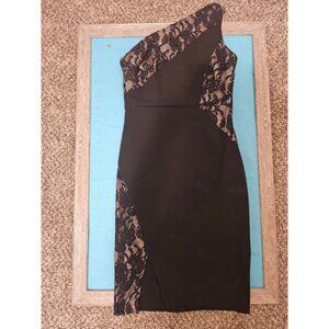 Women's Melrose Social Dress Size 10 Black Beige Lace